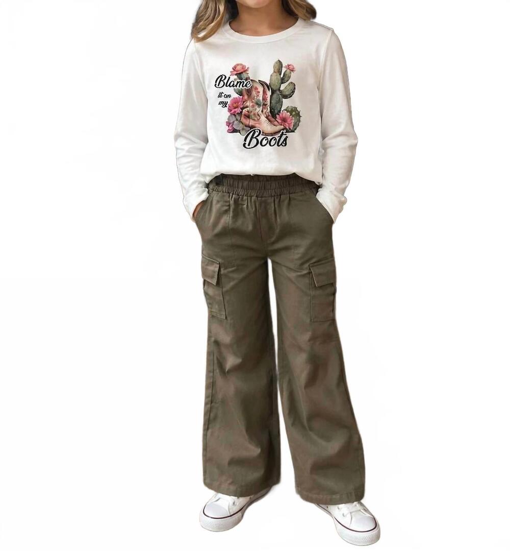 NEW ML KIDS cargo straight leg pants in green